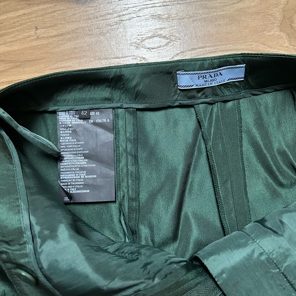 Prada Milano Spring Summer 2013 Green Silk Dress Pants sz 4 - Picture 3 of 5